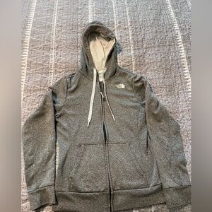 The North Face Womens Charcoal Full Zip Fleece Hoodie M Soft Outdoor Layer